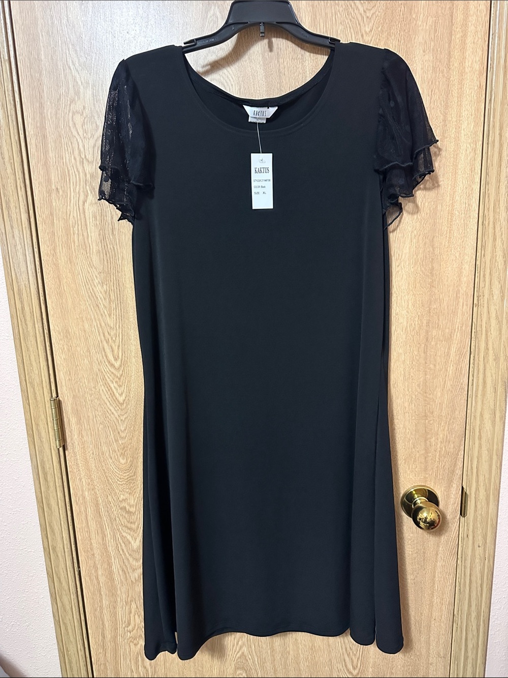 Kaktus Black Girls Dress with Lace Flutter Sleeves